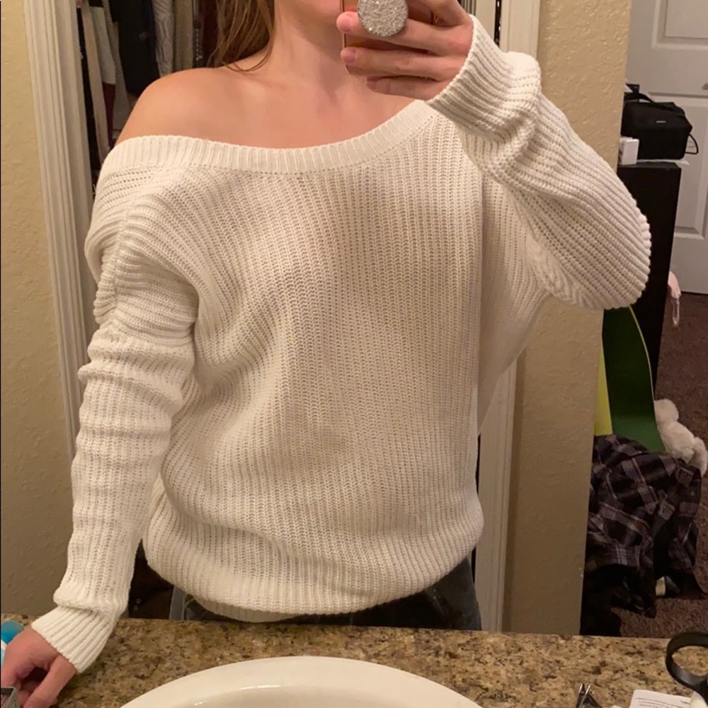 Forever 21 white low back sweater